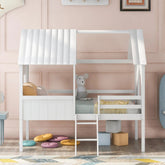 Bellemave® Twin Size Low House Loft Bed with Two Side Windows - Bellemave